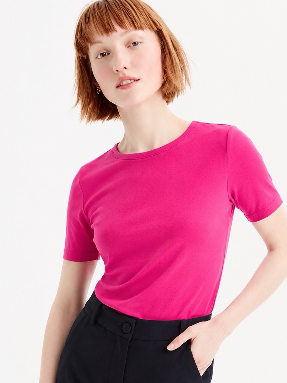 J. Crew Short Sleeve Tee in Bright Fuchsia Pink